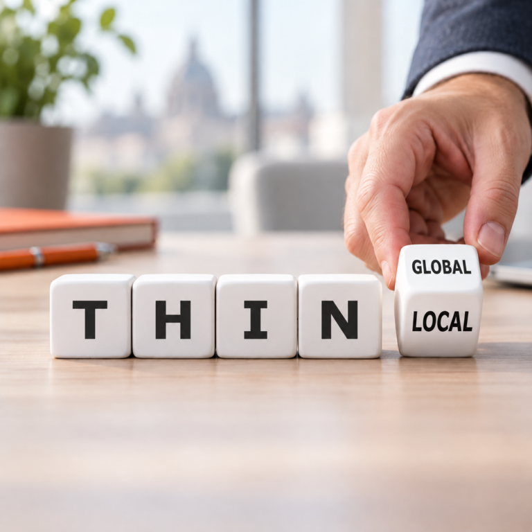 White blocks with GLOBAL and LOCAL illustrate a global